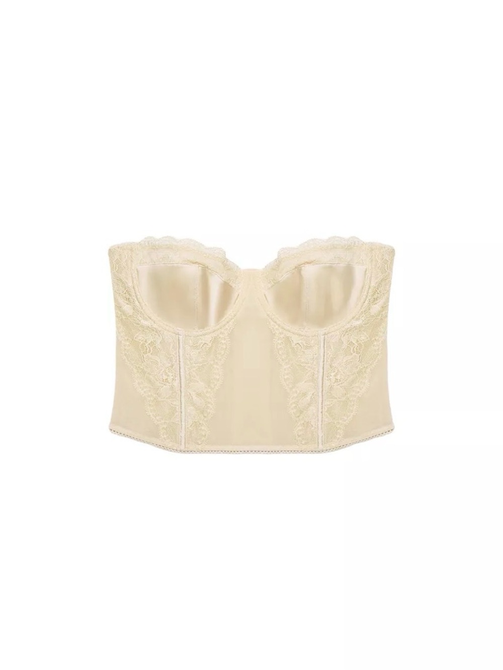 Zara Cream Satin Lace Bustier